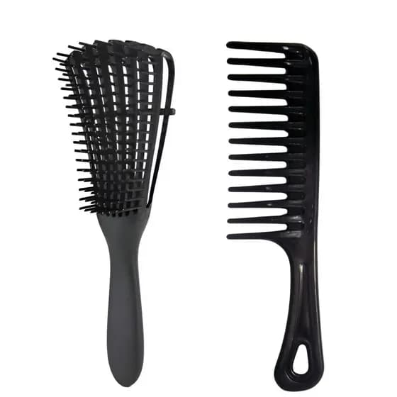 KIT ESCOVA POLVO E PENTÃO CABELOS CACHEADOS DESEBARAÇA CRESPOS
