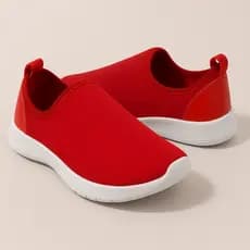 Tênis Infantil Calce Facil Leve Confortável Liso Vermelho Masculino Menino Feminino Menina