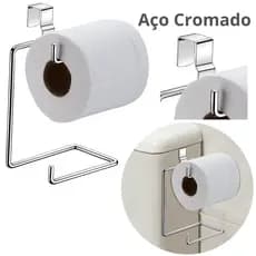 Suporte Porta Papel Higiênico Duplo Cromado Para Caixa Acoplada Banheiro 19X12,5CM