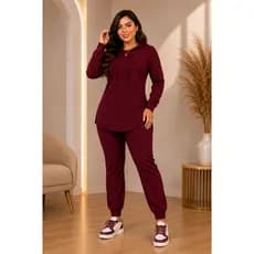 ConjuntoRugao casual Plus e cordão bolso e Capuz moda feminina outono inverno 2026
