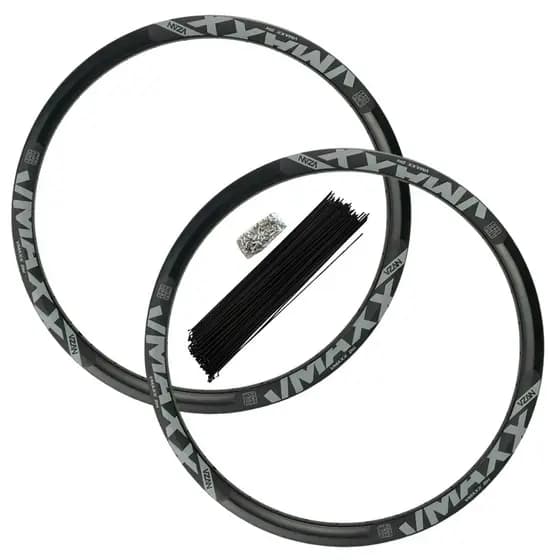 Kit Roda Aro 26 Vzan Vmaxx 36F Preto Fosco Adesivo Cinza Com Raios E Niples