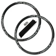Kit Roda Aro 26 Vzan Vmaxx 36F Preto Fosco Adesivo Cinza Com Raios E Niples