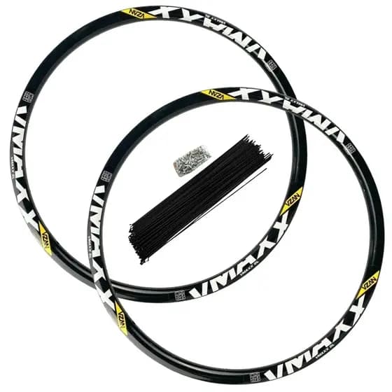 Par Aro 26 Roda Vzan Vmaxx DH 32F Preto Freio À Disco Com Ilhós + Raios E Niples