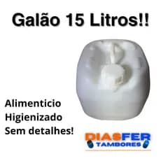 Galão 15 Litros Transparente Alimenticio Atóxico Transporte de Liquidos Combustivel Agua Sabão Alças paraTransporte