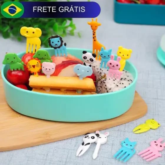 Garfinho Palitos Para Fruta Petiscos Lancheira Animais Infantil (KIT 10 GARFOS)