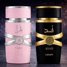 Kit Lattafa Asad e Yara Perfumes Árabes Importados Masculino Feminino Essência Fixação Prolongada