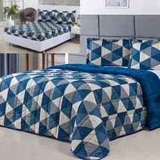 Kit Coberdrom Edredom Aconchego Queen 6 Peças Estampado Dupla Face