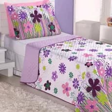 Kit Cobre Leito Infantil Garden Solteiro Lilas