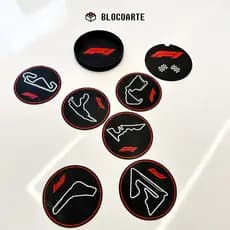 Kit 6 Porta Copos Pistas F1 Impresso 3D + Case Logo - Decoração Formula 1