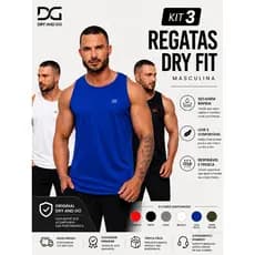 Kit 3 Regatas Dry Fit Masculina Academia Treino Leve Respirável Dry And Go