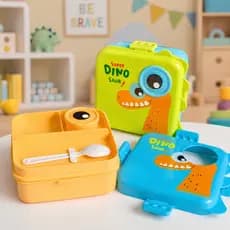 Marmita Pote Lancheira Infantil Dino Com Divisória e Trava
