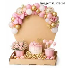 Bandeja Cenario MDF 31x21 em MDF Decoração Aniversário Casamento Redondo MDF 3MM