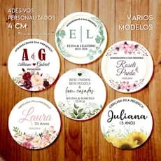 Adesivo Personalizado Floral Casamento Aniversario Etiqueta Adesiva Chá de Cozinha 4cm