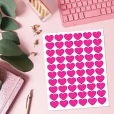 60 Adesivo Coração Etiqueta para Decorar Caderno Embalagem Planner Unboxing Várias Cores 2x2,5cm