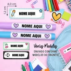 Etiqueta Escolar Adesivo para Identificação Personalizado com Nome e Série