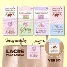Etiqueta Lacre para Sacola Adesivo para Embalagem Fecha Sacola 4x8cm