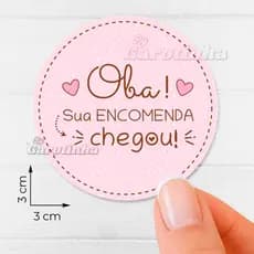Etiqueta Adesiva para Embalagem Adesivo Oba sua encomenda chegou para Loja 3cm