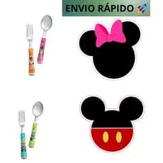 Kit Colher e Garfo Aço inoxidável Mickey e Minnie