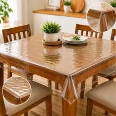 Toalha de Mesa de Plástico Térmica Para 4,6, 8 e 10 Lugares Transparente Impermeável Cozinha Cristal