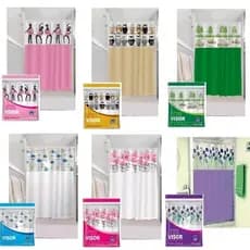 Cortina De Box Banheiro Com Visor Trilho Estampada Tulipas - 1,35m x 2,00m