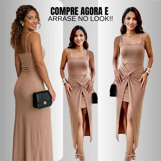 Vestido Longo Feminino Ribana Canelada com Bojo Forro Premium Preto Marrom Moda Gringa