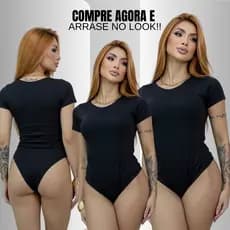 Blusa Feminia Casual Body Feminino Decote Redondo Manga Curta Suplex Moda Alta Tendência Forro Duplo