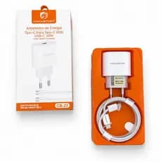 Carregador 30W Turbo USB-C Tipo C H'Maston Cabo 1M Trançado Carregamento Rápido Bivolt iPhone Android