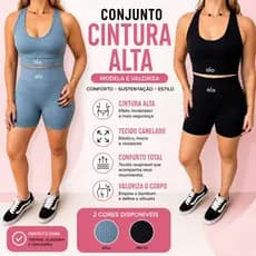 Conjunto Fitness Feminino Top e Short Cintura Firme, Alta Academia Yoga Treino Sem Costura Compressão Tecido Premium