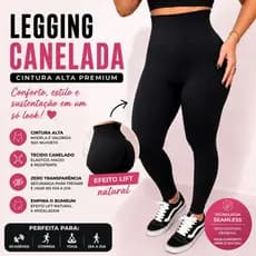 Calça Legging Canelada Feminina Cintura Alta Premium Sem Transparência Empina Bumbum Academia Fitness