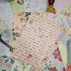 Kit 40 folhas para Scrapbook Vintage Rosa para Journal planner Diário Colagem Penpal