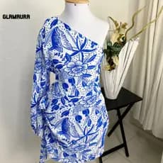 Vestido Feminino Curto Glamaura Mula Manca Duna Recorte na Cintura Manga Longa Com Forro Sem Bojo