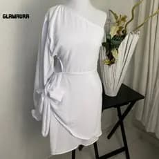 Vestido Feminino Soltinho Glamaura Mula Manca Midi Duna Recorte na Cintura Manga Longa Com Forro