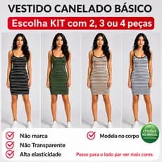 [PRONTA ENTREGA] Kit 2 3 4 Vestidos Tubinho Feminino Canelado Alcinha Básico  – Vestidinho colado Alcinha Ribana casual
