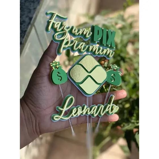 TOPO DE BOLO FAZ UM PIX PRA MIM – Personalizado com Nome e Idade – Festa Infantil