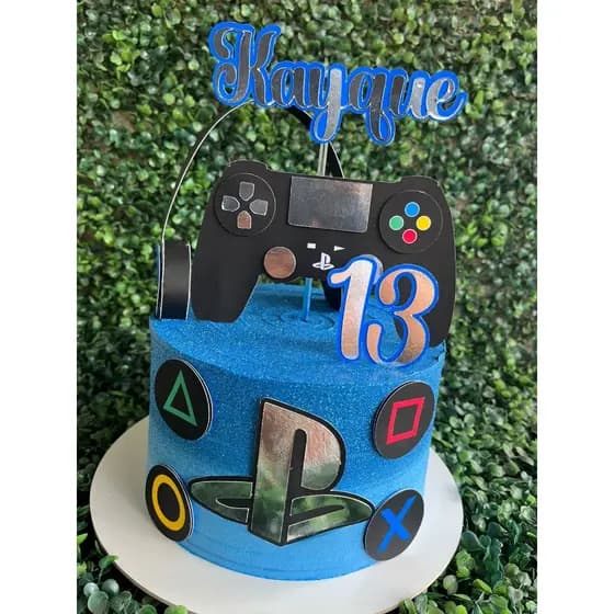 Topo Topper Personalizado Jogos PS Game Gamer Controle Nome Idade Bolo Decoração Festa Infantil Envio Rápido