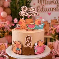 Topo Topper Personalizado Capivara Nome Idade Bolo Decoração Festa Infantil Menina Menino Envio Rápido