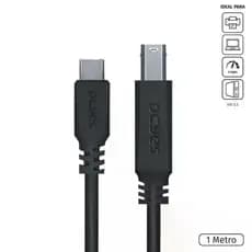 Cabo para Impressora PCYES Usb Tipo c para Usb b 3.0 1 Metro Preto - P3ucbp-1