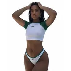 Biquini Baby Tee Verão Moda praia Biquini Feminino Moda Tendência Seleção Brasileira Moda 2026