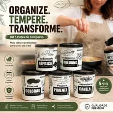 Porta tempero kit 5 porta condimentos plástico presente mimo chá de panela casa nova promoção