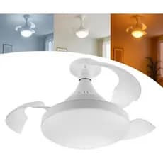 Ventilador de Teto Retrátil 56W Silencioso com LED 3 Cores Controle Remoto Bivolt Luminaria