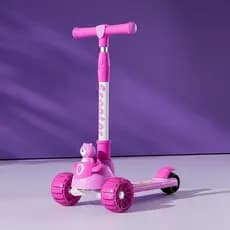 Patinete infantil Ursinho Fofo 3 Rodas Dobrável - Meninos e Meninas Rosa e Azul