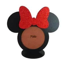 Porta-Retrato Estilo Minnie Kit 6 Peças Lembrancinha Lembrança Aniversário Decoração Centro de Mesa