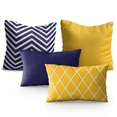 Kit 4 Capas de Almofadas Azul e Amarelo