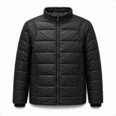 Jaqueta Masculina Preta Puffer Forrada Gola Alta Zíper Reforçado