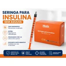 Seringa Insulina 1ml Sem Agulha Até 100 Unidades Slip Ponta Lisa Medix