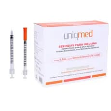 Seringa 0.5ml C/ Agulha Fixa 5x0,23mm Ultrafina Kit Até 20 Unidades Uniqmed
