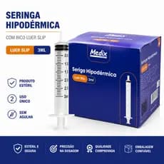 Seringa 3ml Lisa Luer Slip Até 100 Unidades Medix