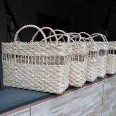 Kit c/5 Bolsas Feira Palha de milho adulta N3 de 32 m ( 5 bolsas n3)