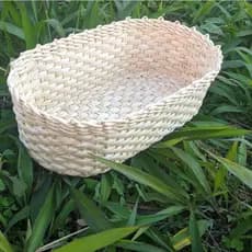 Cesto Oval Palha de Milho Grande 34 cm