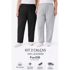 Kit 2 Calças Plus Size Confortável Algodão Premium Alta Qualidade Tamanhos P ao G10